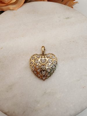 Ladies 9CT Yellow Gold Heart Enhancer Pendant with Diamonds - IP400579-2