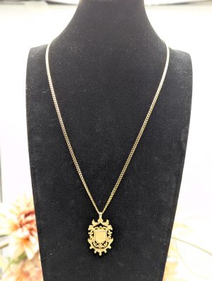 Ladies 9CT Yellow Gold Curblink Necklace w/ Shield Pendant (17.2gms) - BP386177