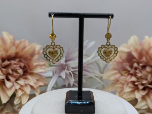 Ladies 21CT Yellow Gold Heart Earrings (5.6gms) - BP312404