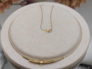 Ladies 9CT Yellow Gold Heart Bar Necklace (1.9gms) - BP404360