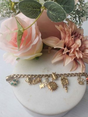 LADIES 9CT YELLOW GOLD CHARM BRACELET #GN400440