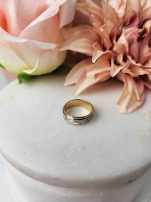 9CT YELLOW/WHITE GOLD RING #GN376533