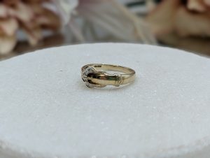 Ladies 9CT Yellow Gold & Diamond Chip Belt Buckle Ring (2.4gms) - BP399164