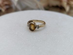 Ladies 9CT Yellow Gold Yellow Stone Ring (2.7gms) - BP395772