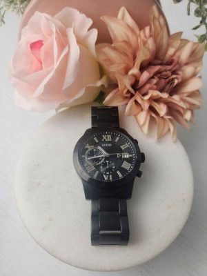 MENS BLACK ATLAS GUESS WATCH IN BOX #GN409510