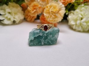 9ct Yellow Gold Bypass Set Red Stone Ring TW407777