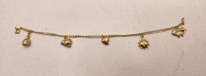 Ladies 18CT Yellow Gold Curb Charm Bracelet - IP403696