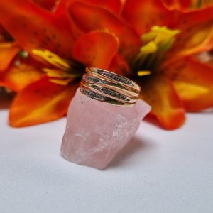 9ct Yellow Gold Layered Channel Set Ring TW409004