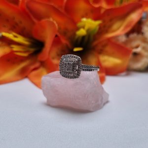 9ct White Gold Halo Cluster Ring TW405473