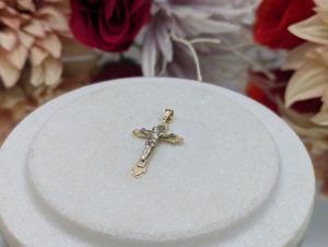 Unisex 14CT Yellow & White Gold Crucifix Pendant (2.9gms) - BP343625