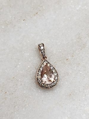 Ladies 9CT Rose Gold Morganite Pendant with Diamonds - IP415393