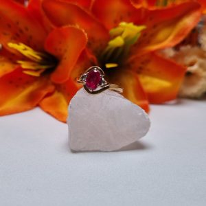 9ct Yellow Gold Solitaire Red Stone Ring TW403505