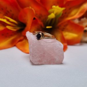 9ct Yellow Gold Blue Stone Bypass Ring TW413117