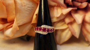 Ladies Yellow Gold Diamond and Ruby Ring with Accredited Valuation - IP379148-1