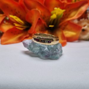 18ct Yellow Gold Channel Set Multi-Coloured Stone Ring TW403830