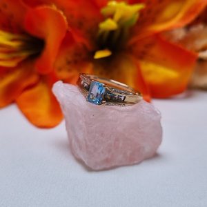 9ct Yellow Gold Blue Stone Line Ring TW411408
