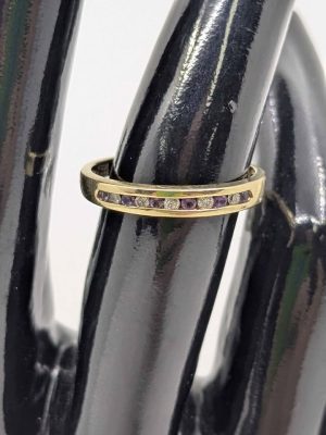 Ladies 9ct Gold Purple and White Gemstone Ring - BL358215-7