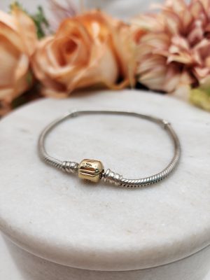 Pandora Silver Snake Bracelet with 14CT Gold Clasp - IP4119043