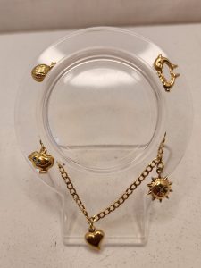 Ladies 18CT Yellow Gold Curb Charm Bracelet - IP403696