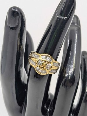 Ladies 18ct Gold Baguette Cluster Ring - BL265371