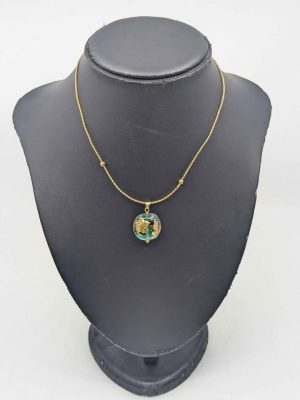 Ladies 14ct Gold Necklace with Globe Pendant - BL366123