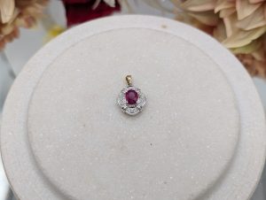 Valuated Ladies 18CT White & Yellow Gold Ruby and Diamond Pendant (3.38gms) - BP339192