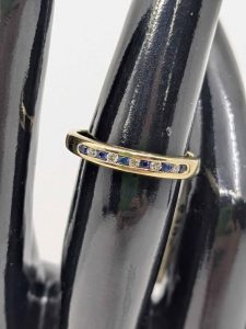 Ladies 9ct Gold Blue and White Gemstone Ring - BL358215-6