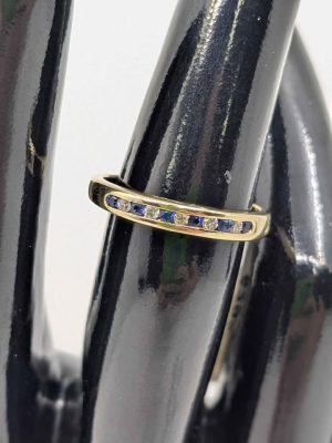 Ladies 9ct Gold Blue and White Gemstone Ring - BL358215-6