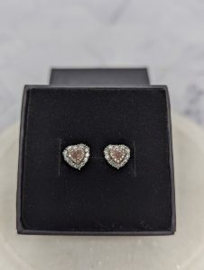 Valuated Ladies 18ct White Gold & Fancy Pink Diamond Stud Earrings (2.6gms) - BP418438