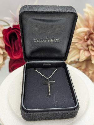 Ladies Tiffany & Co. 18CT White Gold Necklace with Cross Pendant (5.7gms) - BP421450