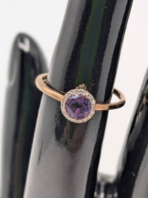 Ladies 9ct Rose Gold Purple Stone Cluster Ring - BL395160