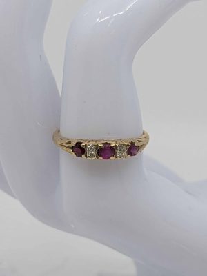 Ladies Diagonal Seven Stone Gold Ring - BL404214