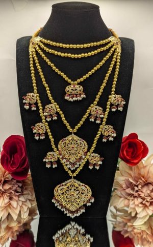 21/18CT Yellow Gold Traditional Punjabi Bridal Necklace (73.3gms) - BP396794