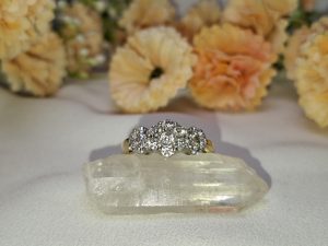 18ct Yellow Gold Tri-Cluster CZ Ring TW415421
