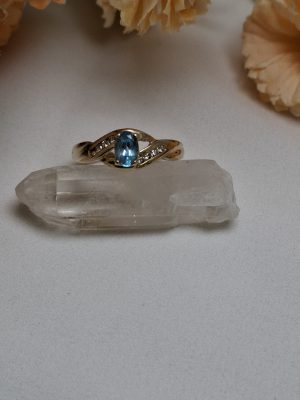 9ct Yellow Gold Blue Stone Bypass Ring TW419918