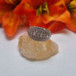 9ct White Gold Wide Layered Channel Set Ring TW423633