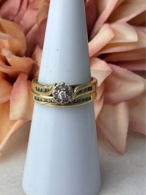 9ct yellow gold diamond ring set #GN422672