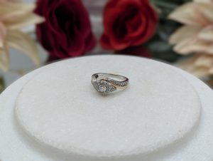 Ladies 14CT White & Rose Gold Diamond Cluster Ring (3.9gms) - BP358060