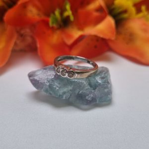 9ct White Gold Three Stone Bezel Set Ring TW386977
