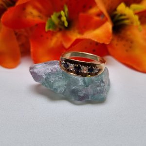 9ct Yellow Gold Blue and White Stone Ring TW387146