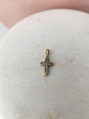 9ct Yellow gold diamond cross Pendant #GN418477