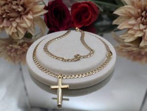 Men's 9CT Yellow Gold Curblink Chain with Cross Pendant (22.6gms) - BP428923
