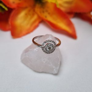 18ct White Gold Halo Cluster Ring TW422606