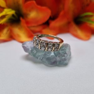 9ct Yellow Gold Layered Cluster Set Ring TW423374