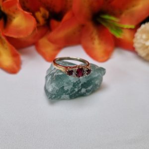 9ct Yellow Gold Red Three-Stone Ring TW399083