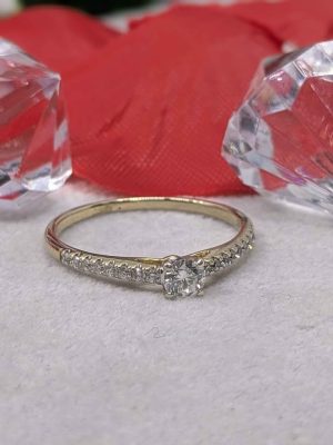 Ladies 9ct Gold Accented Diamond Solitaire Ring - BL423275