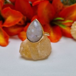 9ct Yellow Gold White Stone Solitaire Ring TW402616
