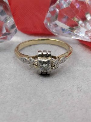 Ladies 14ct Gold Accented Solitaire Diamond Ring - BL384400
