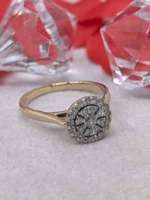 Ladies 9ct Gold Diamond Halo Cluster Ring - BL425857