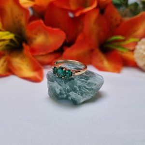 9ct Yellow Gold Green Three-Stone Ring TW415561